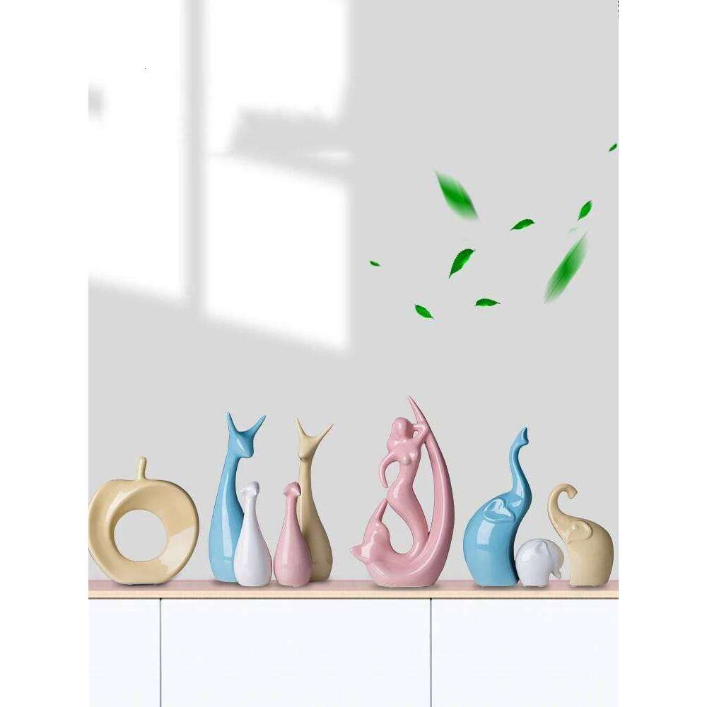 Modern Elephant Rabbit Mascot Ceramic Ornaments Bookcase Cabinet Sculpture Crafts Home Livingroom Table Accessories Decoration Y260202