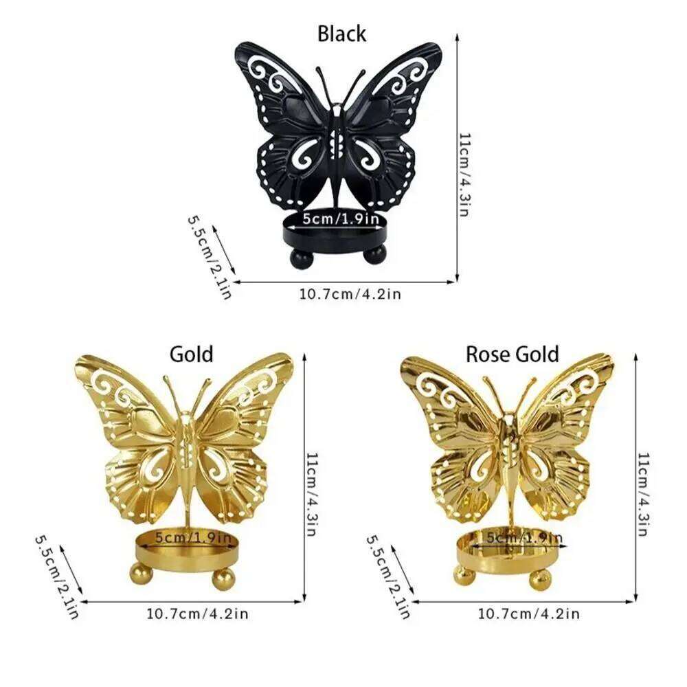 Electroplated Holders Unique Elegant Butterfly Candlestick Ornaments Exquisite Iron Candle Stand Y260131