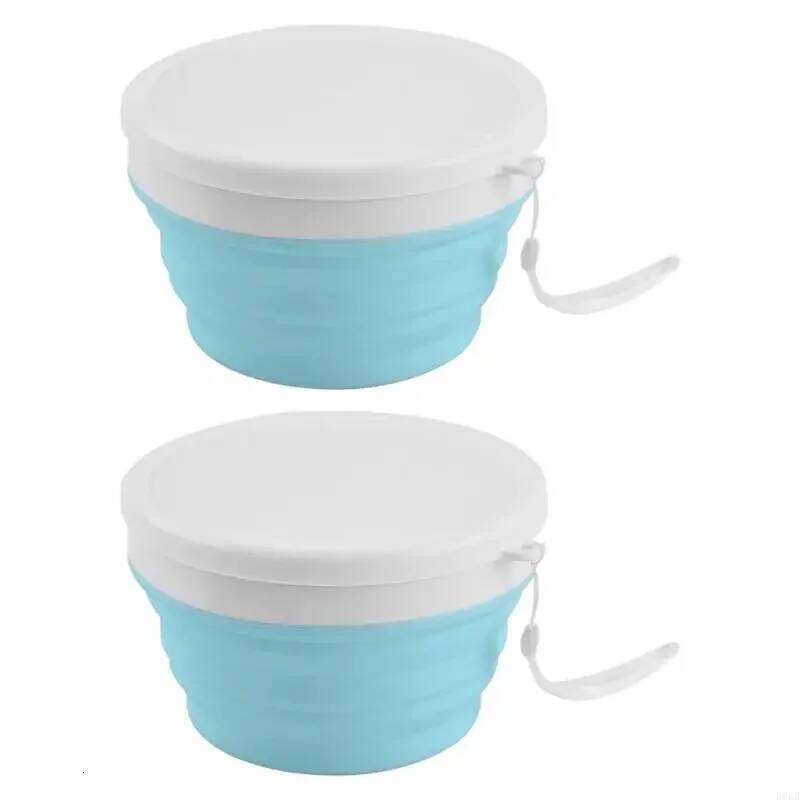 2Pcs 950ML Leakproof Container Silicone Folding Bowl Portable Tableware Bowls Space Saving Salad Dish Enduring Z260202
