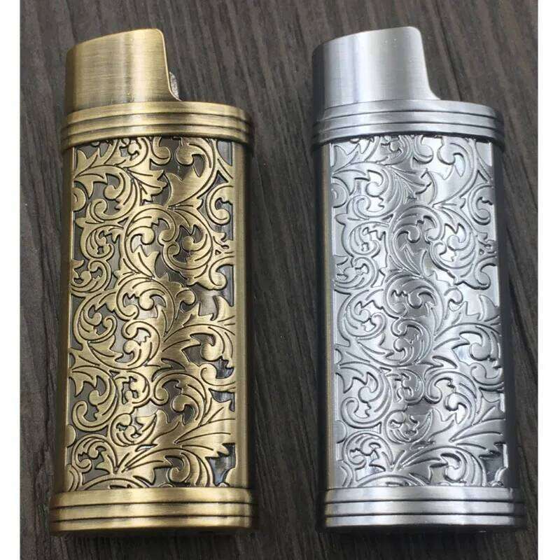 Metal Armor Gas Cover Holder Pouches Arabesque Hollow carving J3/J5/J6 Lighter Case General Plastic Body Protection W260202