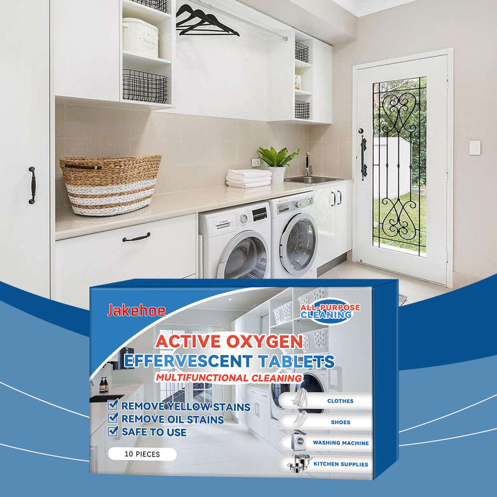 Jakehoe Multi-Functional Clean Effervescent Tablets Gentle Cleaning for Clothes Stain Removal Bathroom Kitchen Stubborn Stains Long-Lasting Fragrance 