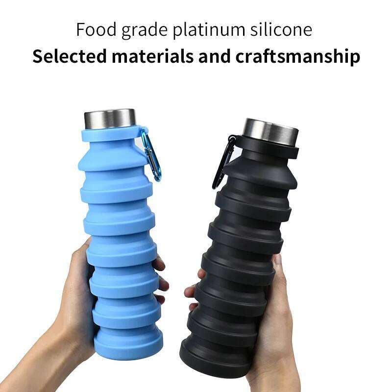 550ml bottle cup, reusable BPA-free silicone collapsible water bottle, suitable for hiking in travel gym Z260202