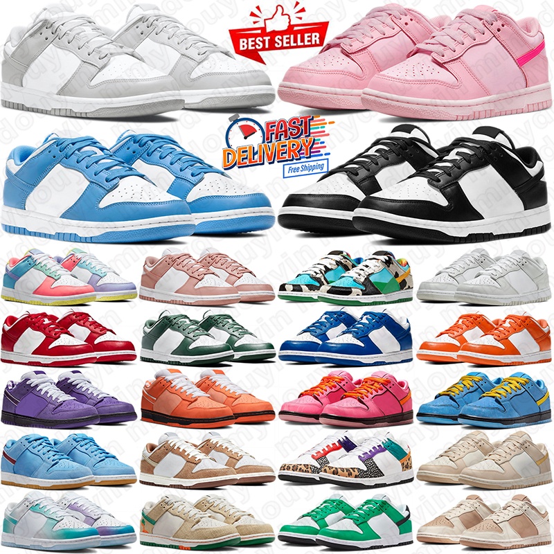 free shipping sb low running shoes mens trainers panda lows triple pink black white grey fog university blue unc fashion women men outdoor sports sneakers 36-47