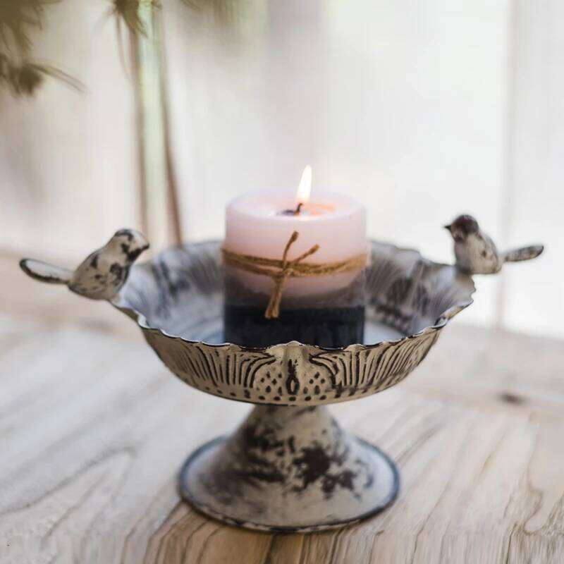 Creative Bird Feeding Basin Gardening Holder Decorative Ornaments Retro and Old European Style Candle Supplies Y260131