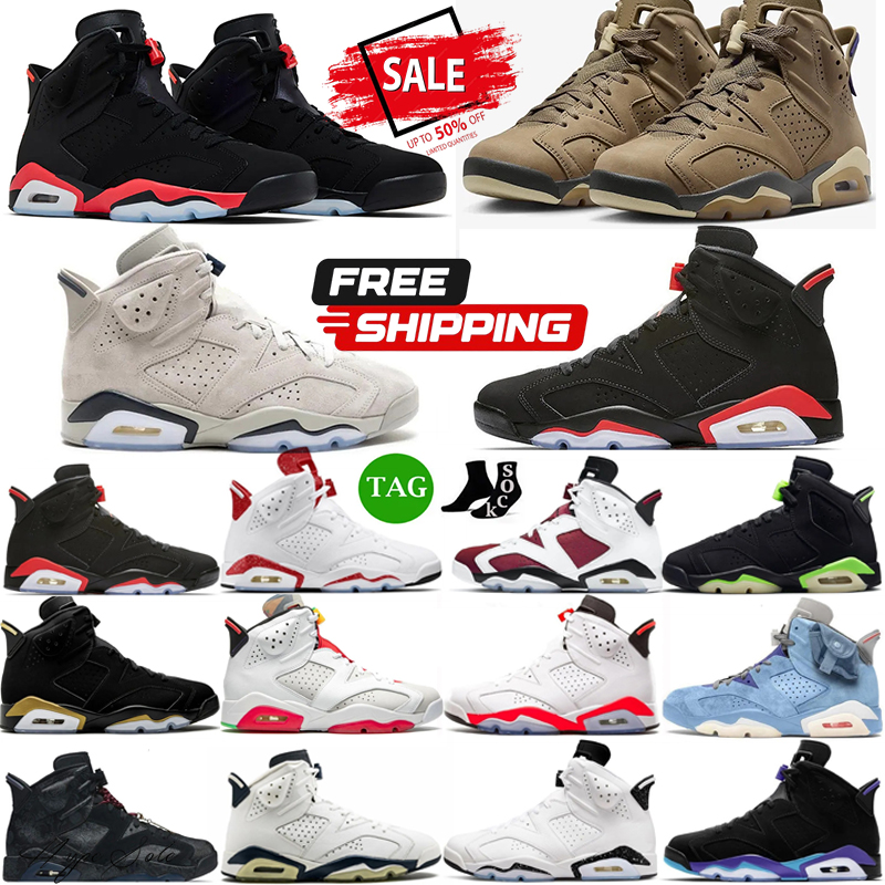 2026 Mens 6 Basketball Shoes 6s Designer Sneakers University Blue Cool Grey Chrome Carmine Black Infrared DMP red oreo Bordeaux Outdoor Men Women Sneaker Trainers