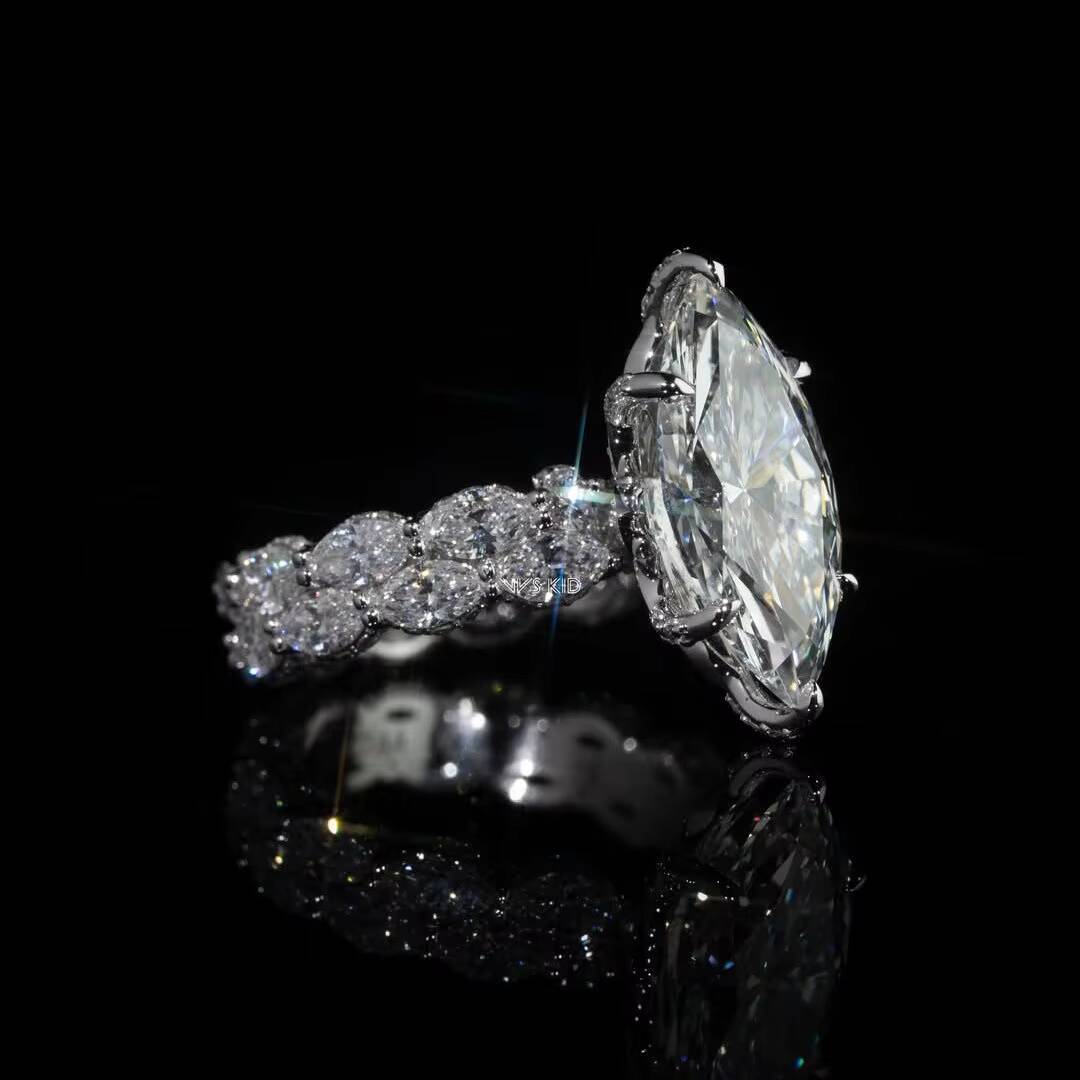 4ct Marquise Moissanite Engagement Ring 925 Silver Full Eternity Band Luxury Iced Out Bridal Jewelry