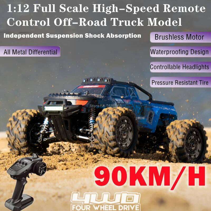 Professional 4WD Brushless Off-Road RC Racing 90KM/H Hydraulic Shock Absorber Waterproof ESP LED Light Radio Control Truck Y260131