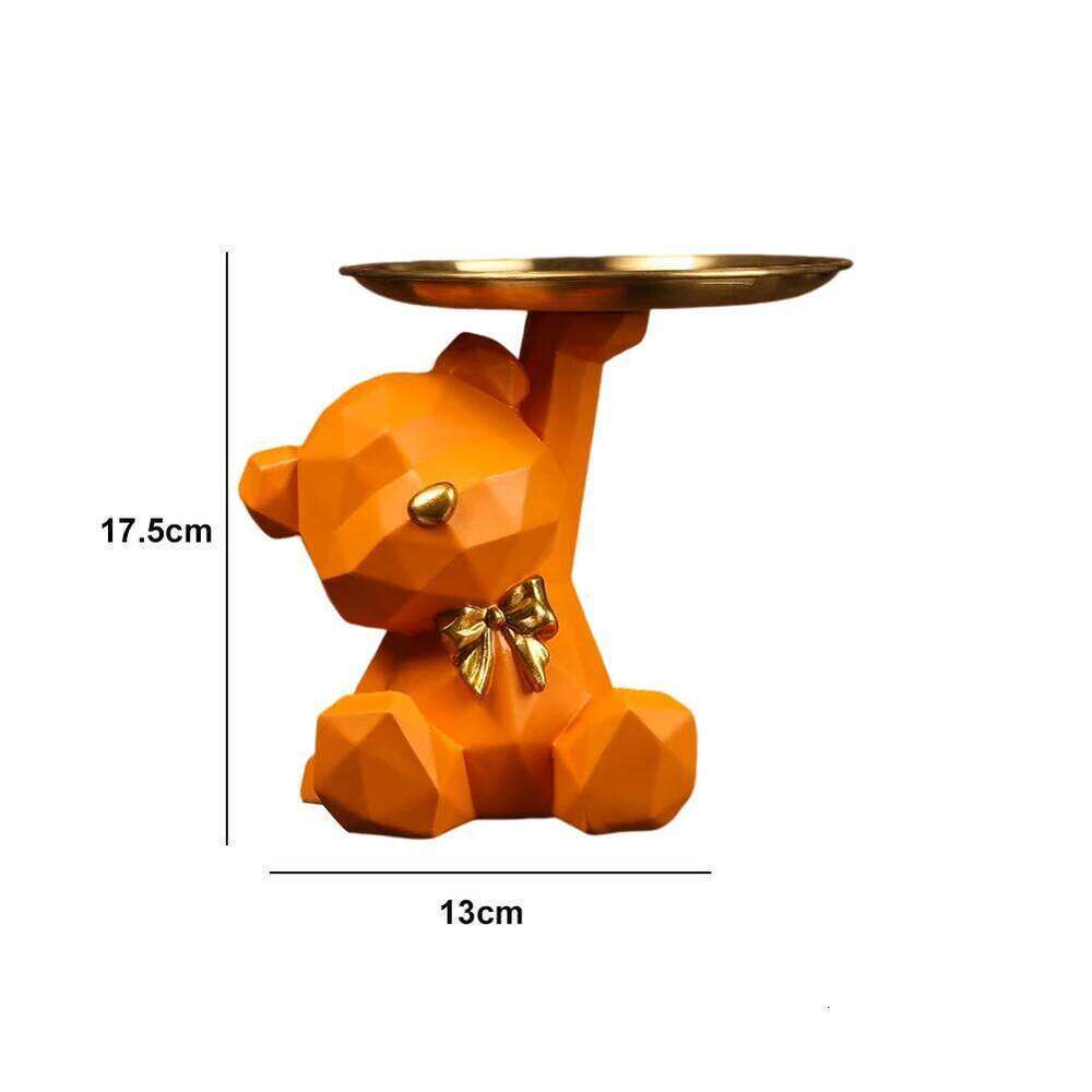 Geometric Bear Key Holder Figurine Entrance Crafts Resin Desk Decoration Candy Sundries Household Supplies for Home Living Room Y260202