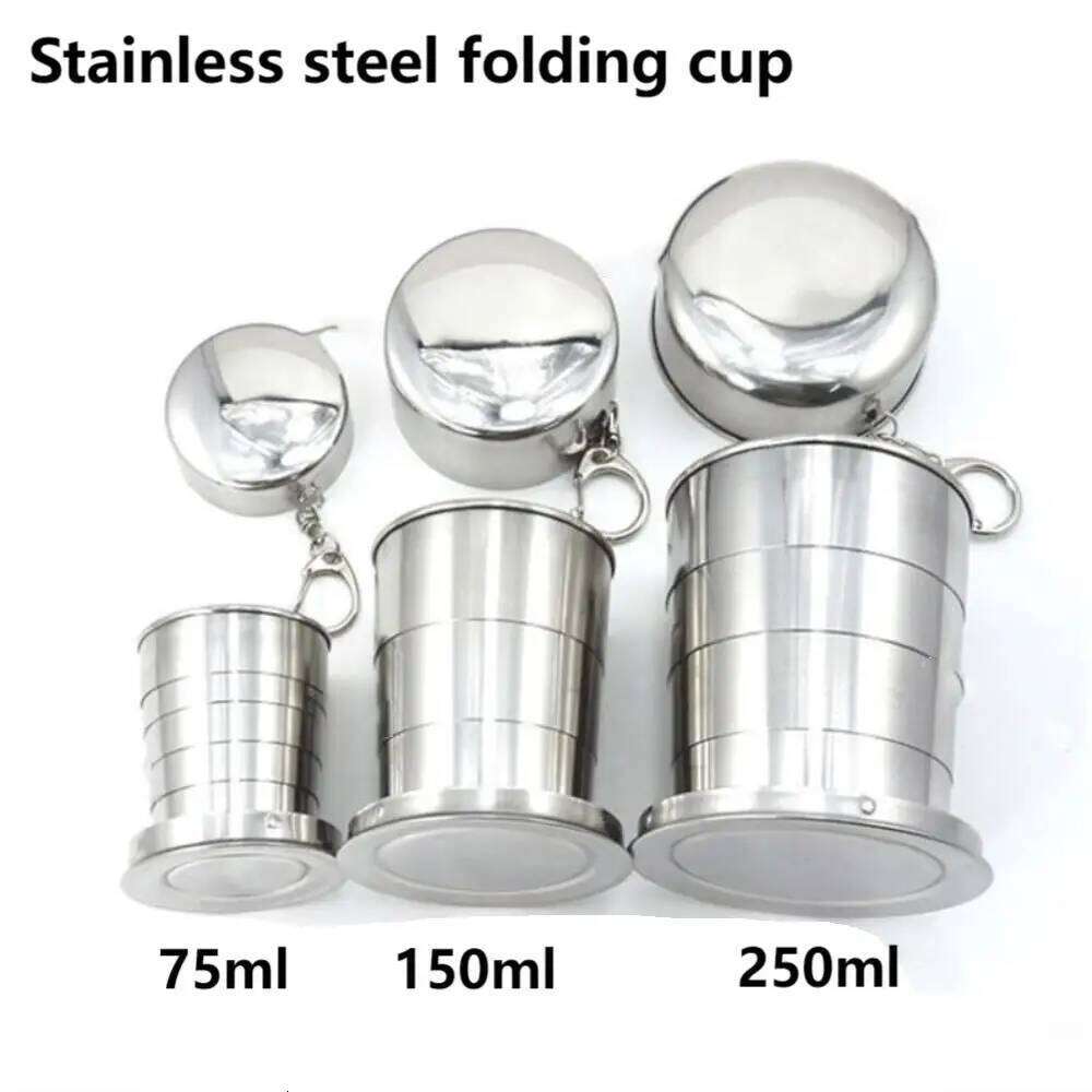 Outdoor portable camping metal stainless steel telescopic folding drink cup Z260202