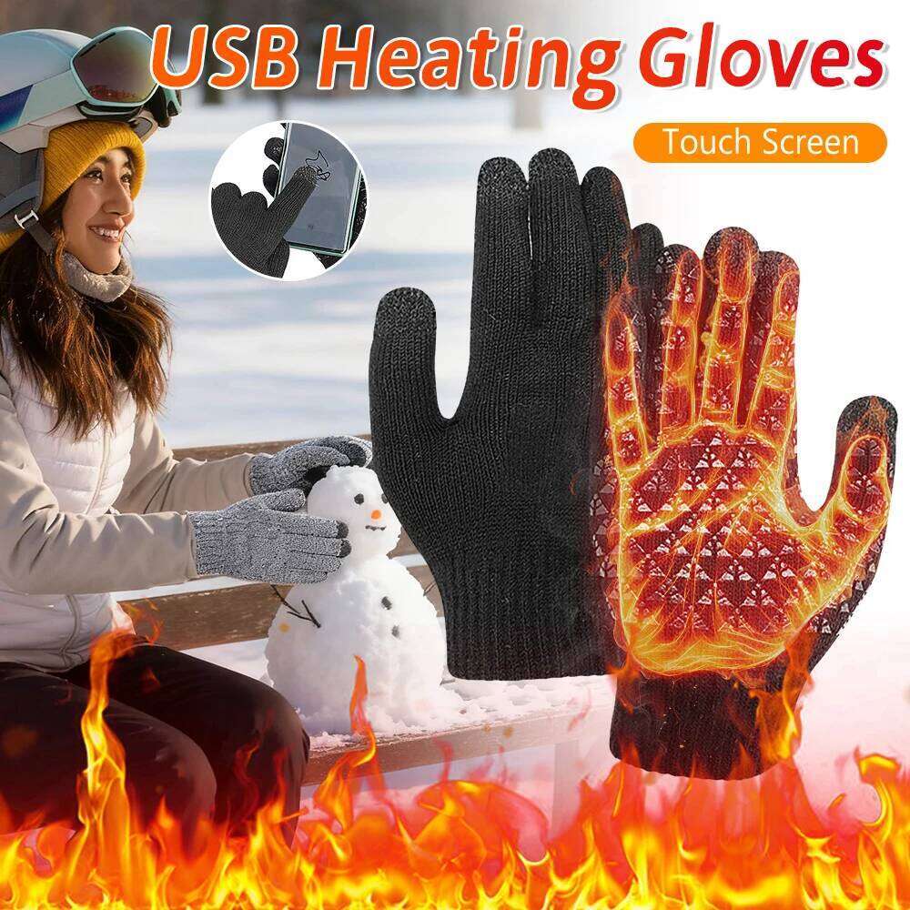 5V Motorcycle Touch Screen Winter Moto Heated Warm USB Rechargeable Heating Thermal Gloves For Snowmobile XJ260202