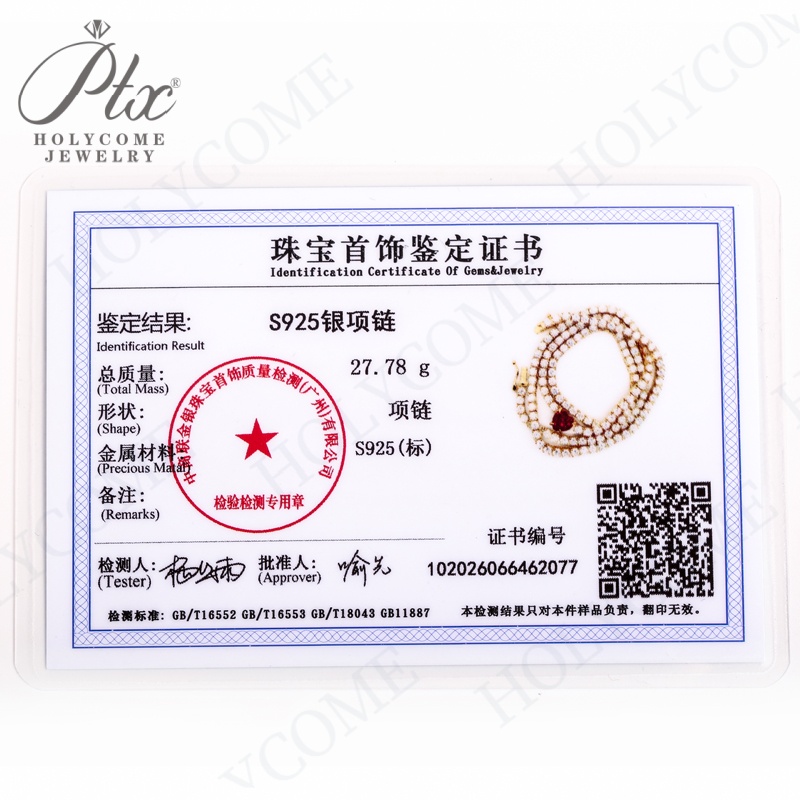 Shine 3mm Moissanite Diamond Tennis Chain 925 Sterling Silver 16-20inch Lab Gemstone Necklace for Women Wedding Engagement Party