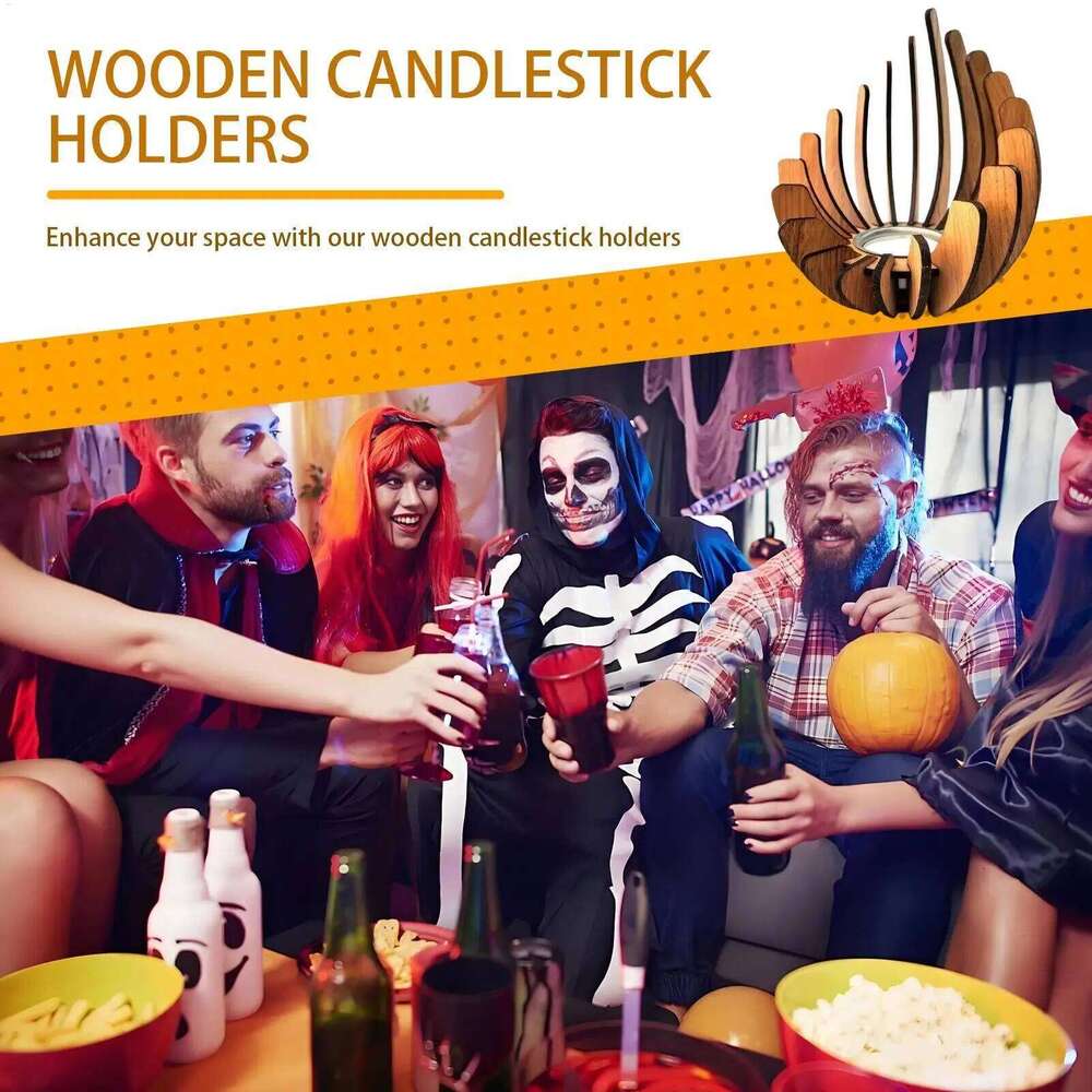 12x15cm Wooden Creative Candlestick Tea Light Holders Aromatherapy Candle Centerpieces Home Table decoration Y260131