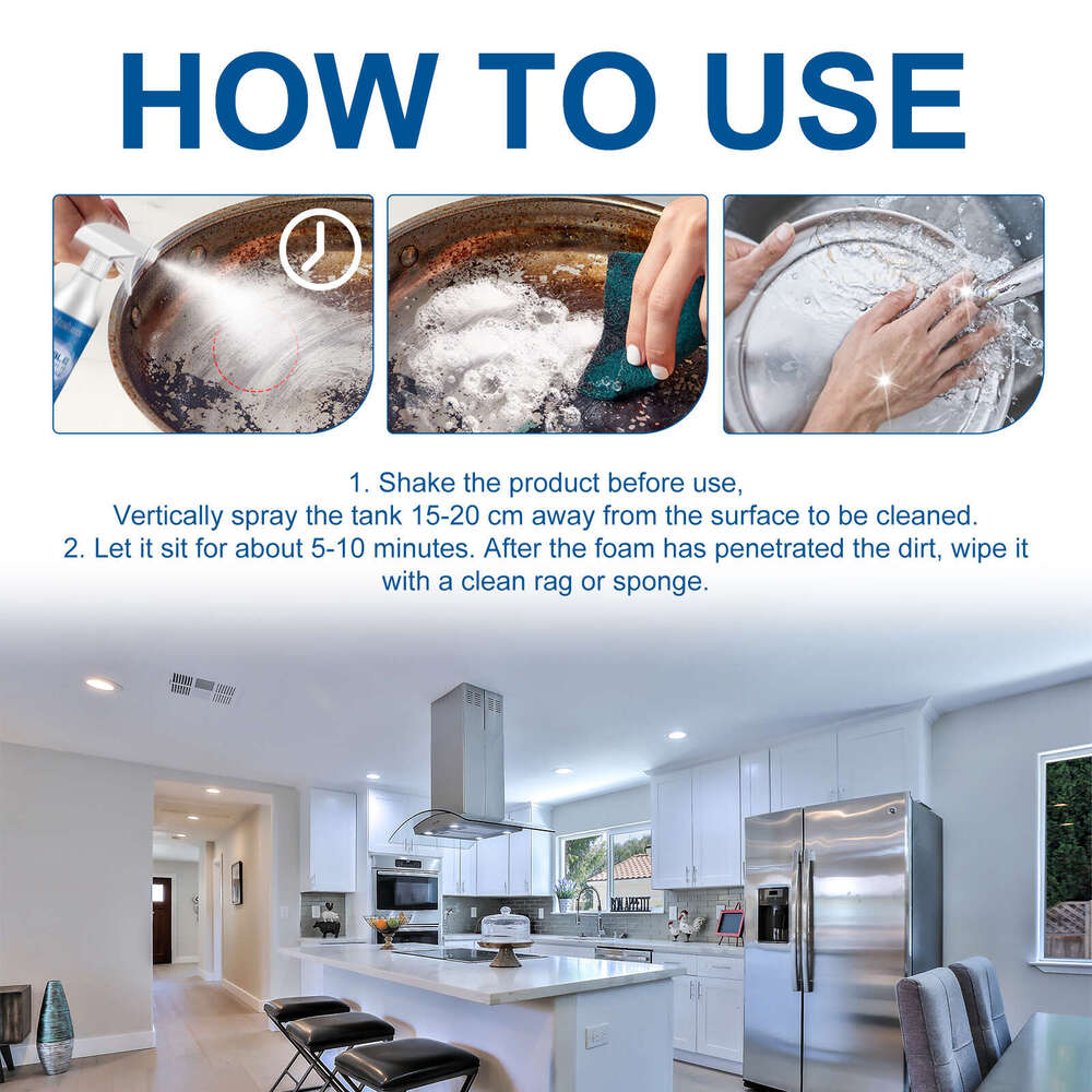 Jakehoe Multi-Purpose Household Foam Cleaner Set Kitchen Stove Tile Heavy Oil Grease Cleaning S260202