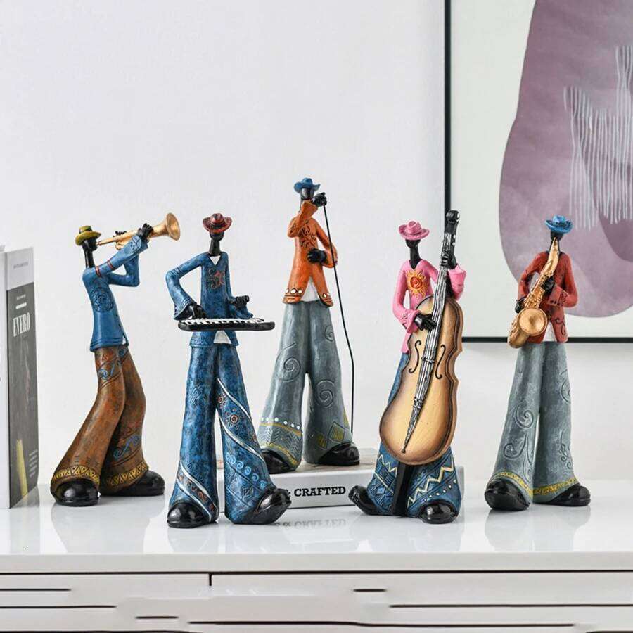 Creative American Band Decoration Musical Instrument Model Living Room Porch Study Nordic Arts And Crafts Statue Sculpture Home Y260202