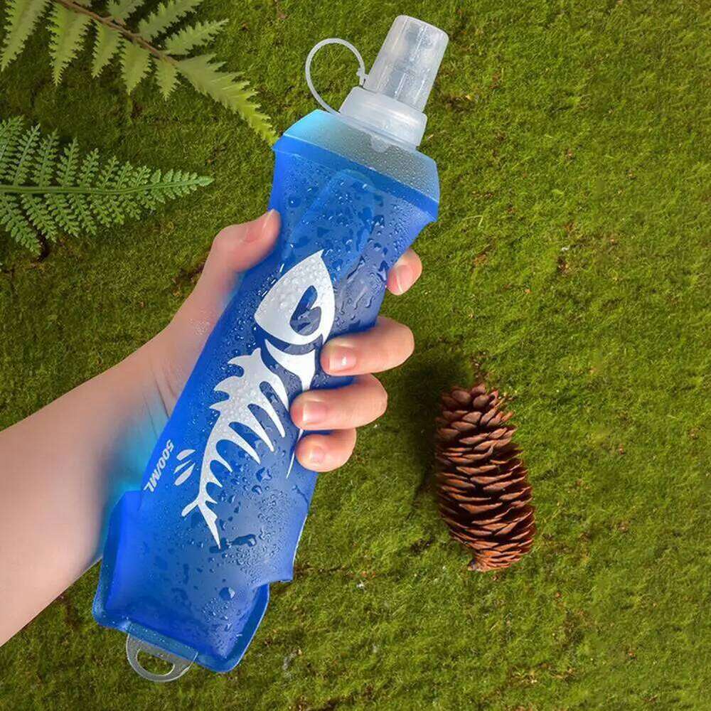 500ml Foldable Silicone Soft Flask Collapsible Water Bottles Outdoor Sport Running Traveling Hiking Camping Climbing Hydration Z260202
