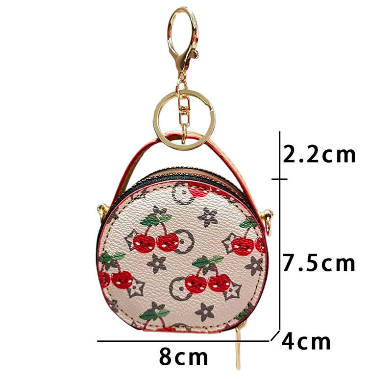 Women's Vintage Print Cherry Mini Wallet Crossbody Handbag Keychain Small Coin Purse 2026 New Fashion Style