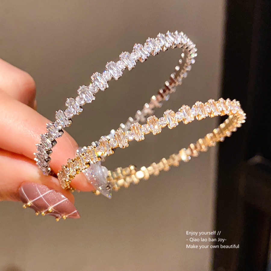 Zircon Square Simple Fashion Open Bracelet European Luxury Bracelet Cross Border Brooch Multi Functional Bracelet Designer Bracelet Light Luxury Women