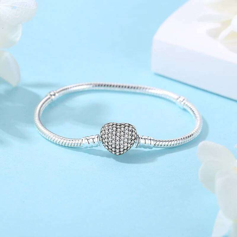 Original 925 Sterling Silver Love Heart Moon Flower Butterfly Pave CZ Bracelets For Women DIY Jewelry Party Gift H260202
