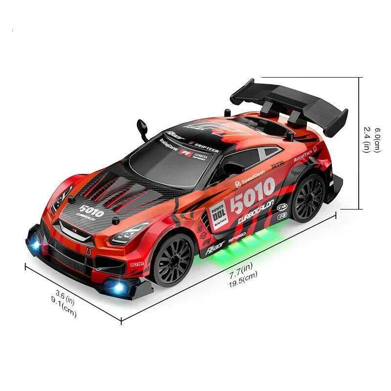 1/24 Remote Control Four-wheel Drive Drift Sports Car With LED Lights Racing High Speed Vehicle Kids Toys Multiplayer Game Gifts Y260131