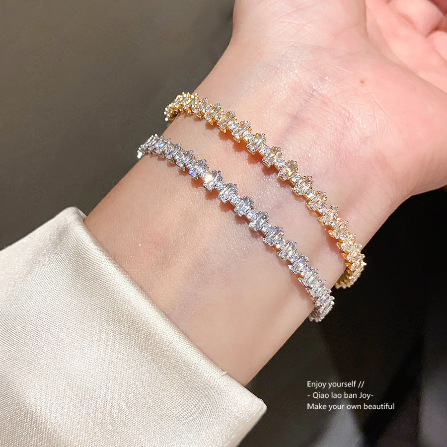 Zircon Square Simple Fashion Open Bracelet European Luxury Bracelet Cross Border Brooch Multi Functional Bracelet Designer Bracelet Light Luxury Women