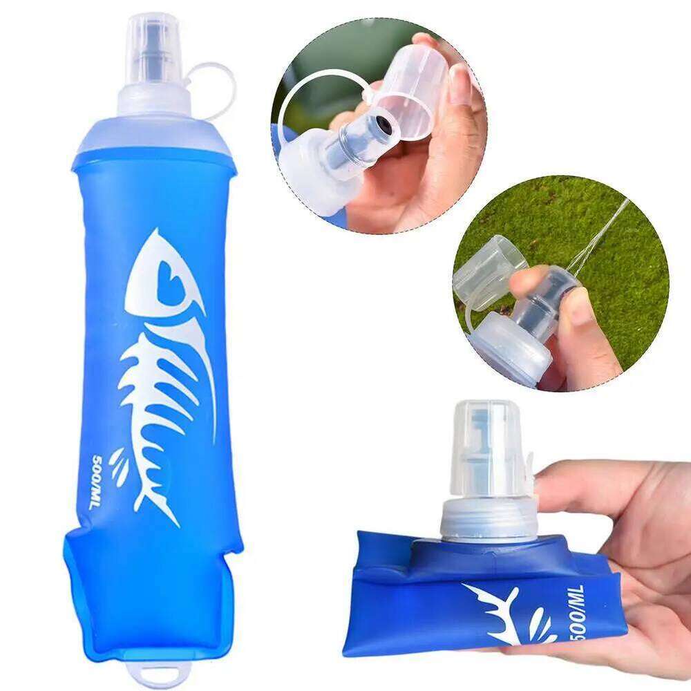 500ml Foldable Silicone Soft Flask Collapsible Water Bottles Outdoor Sport Running Traveling Hiking Camping Climbing Hydration Z260202