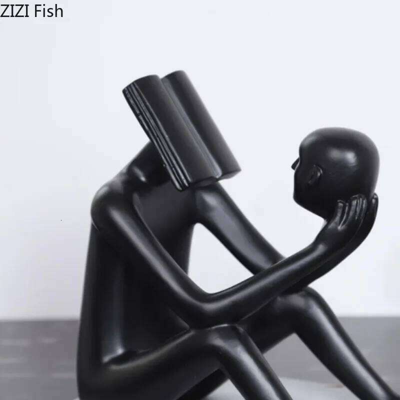 Book Reader Figure Sculpture Room Aesthetic Decor Creative Character Resins Crafts Abstract Figures Statue Desk Decoration Y260202