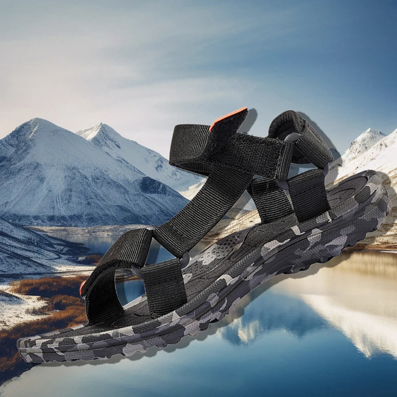 Mens Sandals Arch Support Antis Beach Outdoor Sports Sandals Wadable Durable Hiking Open Toe Flat Sandals for Men 260126