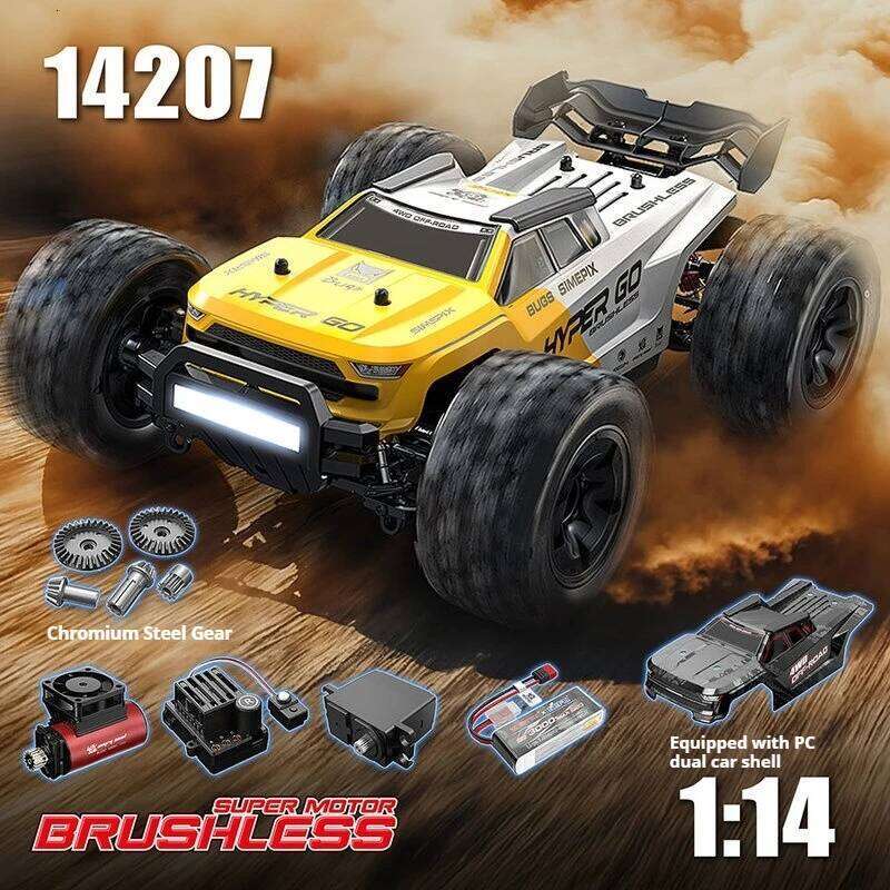 MJX HYPER GO 1:14 Brushless 14207 Remote Control 51KM/H High-Speed Off-Road Vehicle Double Shell Cost-Effective Climbing Car Y260131