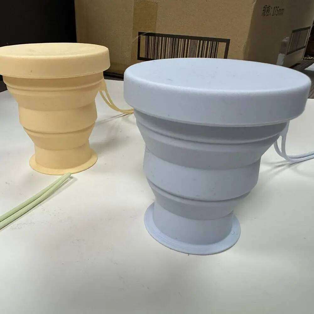 Portable 200ML Foldable Water Silicone Handheld Mini Retractable with Lid Travel Collapsible Cup Camping Cutlery Z260202