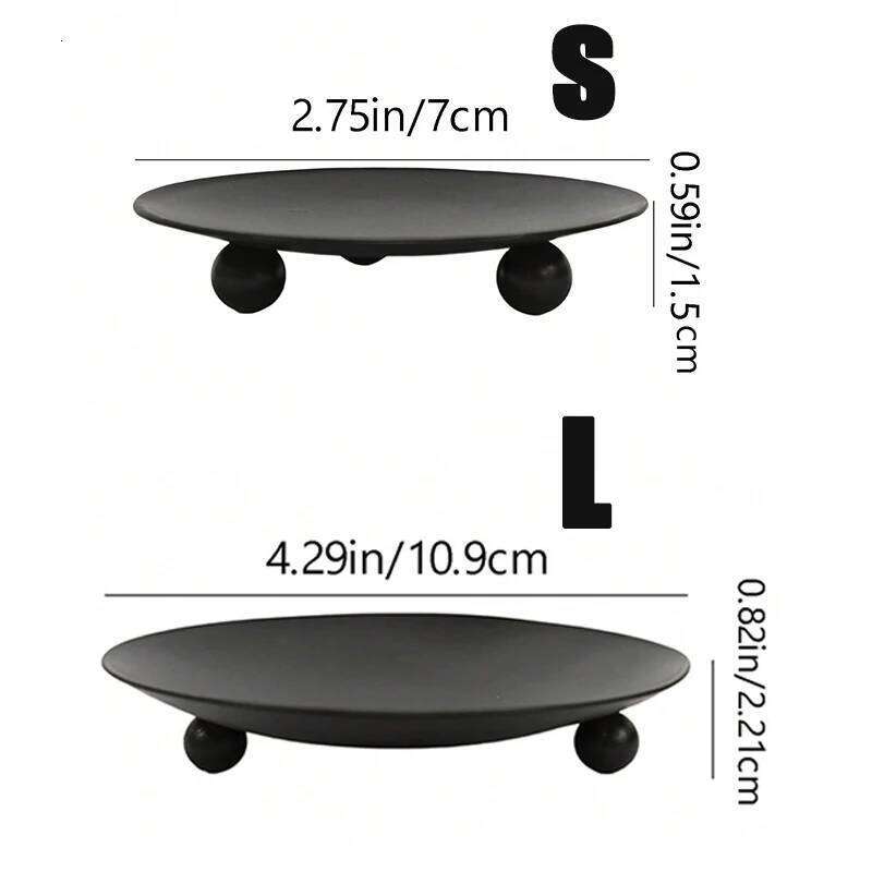 1/2PC Iron Black Golden Holders Metal Plate Wedding Party Christmas Decorative Candlestick Round Candle Holder Tray Base Y260131