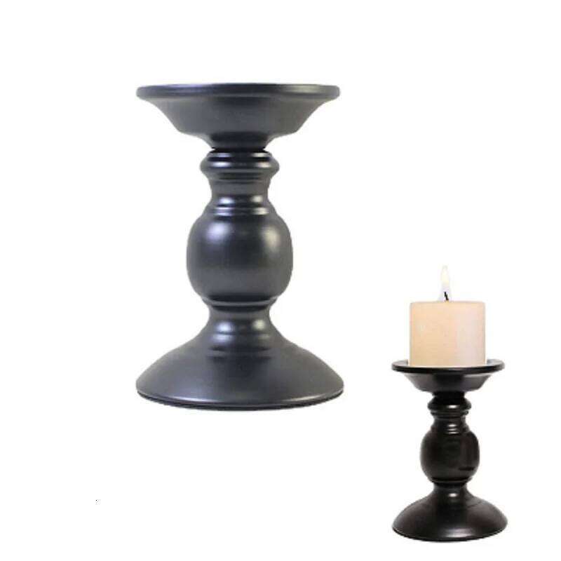 1PC Black Candle Holder Pillar Candlestick Stand for Halloween Easter Farmhouse Fireplace Home Table Centerpiece Decorative Y260131