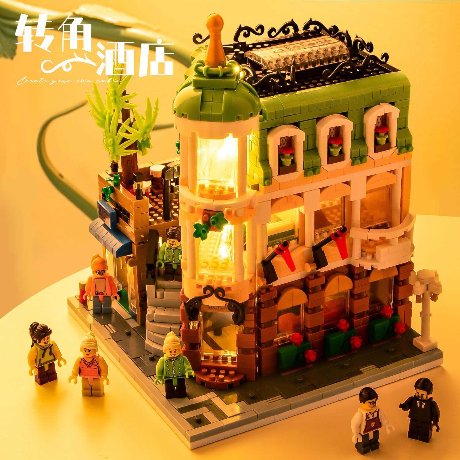 Compatible Boutique Hotel Building Blocks Street View Series DIY Handmade House Model Girls Gift L260202