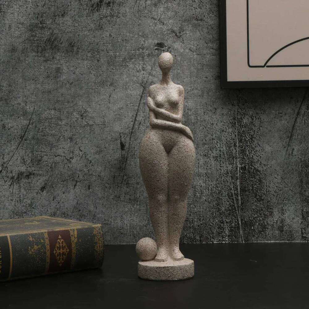 1pc, Resin Chubby Woman Statue Handmade Sandstone Abstract Art Home Living Room Office Cabinet Tabletop Entryway Dec Y260202