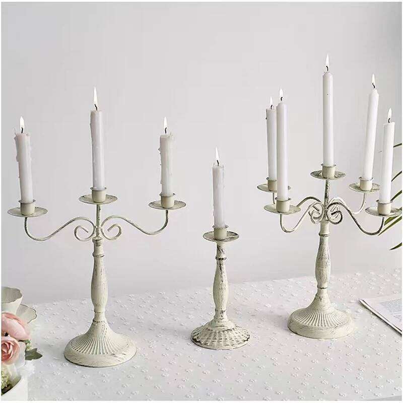 European Retro Candlestick Restaurant Wedding Table Atmosphere Three Five Head Light Luxury Home Decorate Metal Jewelry Ornament Y260131