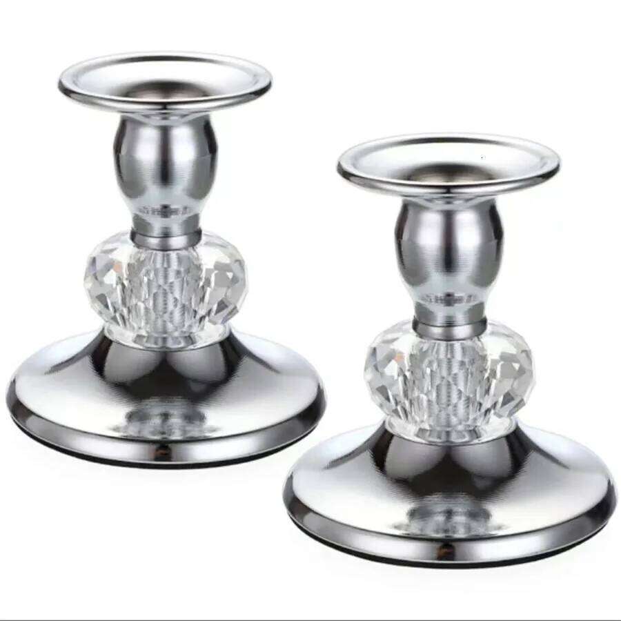 Gold Holders Vintage Brass Taper Holders, Metal Crystal Candle Stands Elegant Candlestick Y260131
