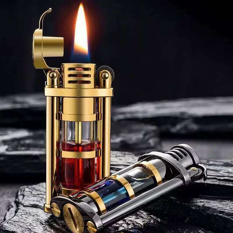 Men's Gift new ZORRO Old-fashioned Grinding Wheel Transparent Oil Tank Windproof Kerosene Lighter Cigarette Accessories W260202
