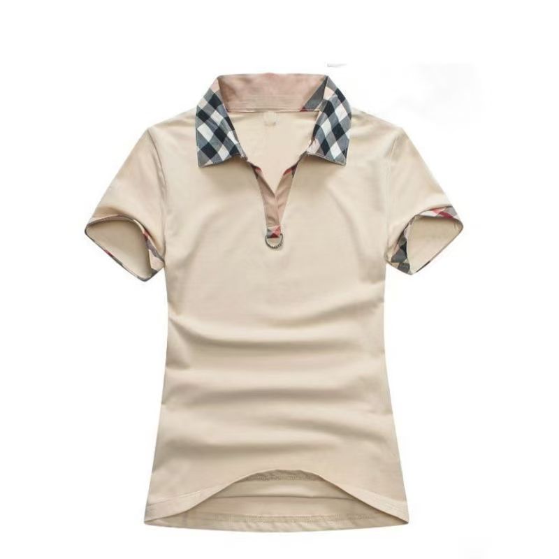 Polos designer polo shirt women clothes Collar plaid short sleeved top pure cotton clothing loose T-shirt Women's Polos designer clothes women