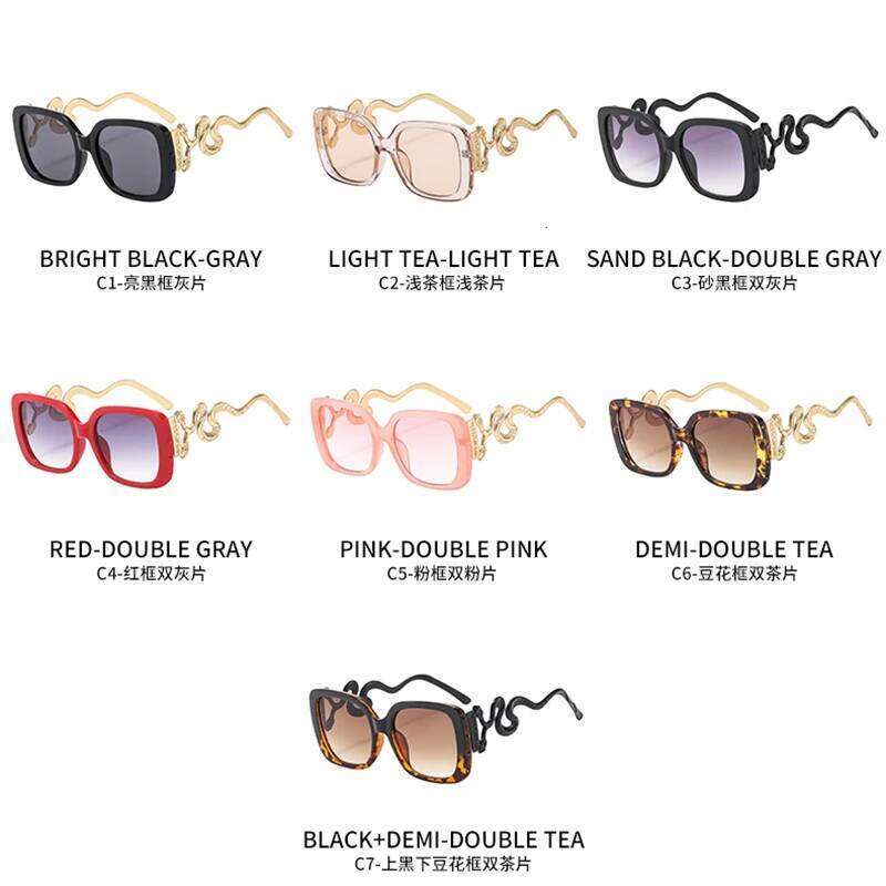 2024 Fashion Vintage Sunglasses Women Retro Classic Trendy Brand Design Gold Frame Square Sun Glasses Outdoor Shades Snake Leg H260202