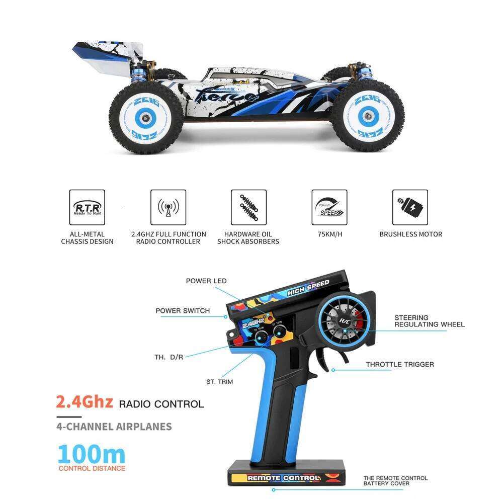 WLtoys 124017 V2 RC Car - Brushless Remote Control Vehicle 1:12 suitable for adults, RTR 4WD off-road drift vehicle Y260131