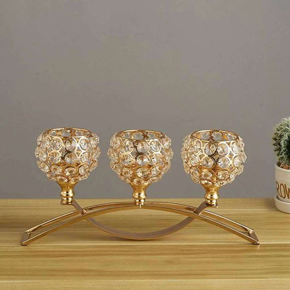 3 Arms Candelabras Crystal Candlelight Arch Bridge Goblet Candle Bowl Tealight Candlestick Holder Homedecor Y260131