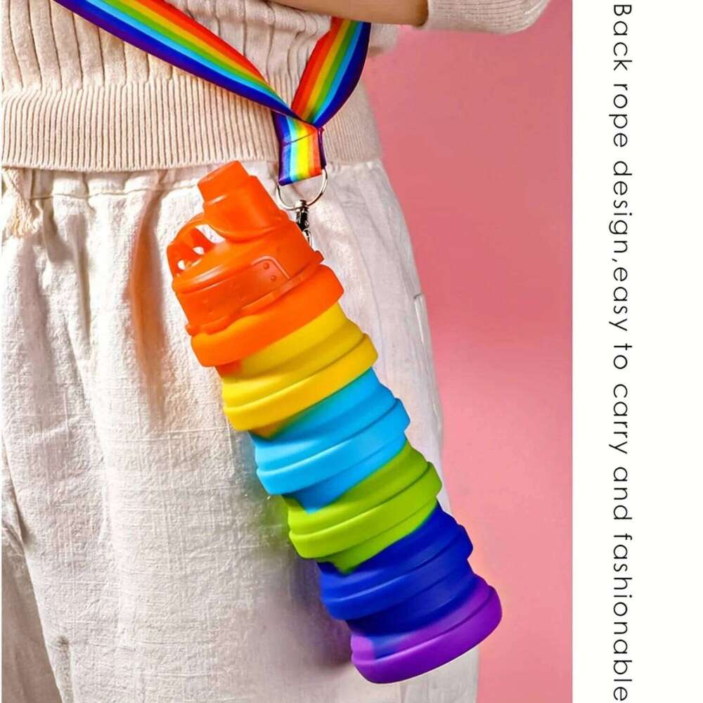 Collapsible Silicone Sports, Reusable Foldable Water Bottle With Strap For Travel, Camping, Hiking Z260202