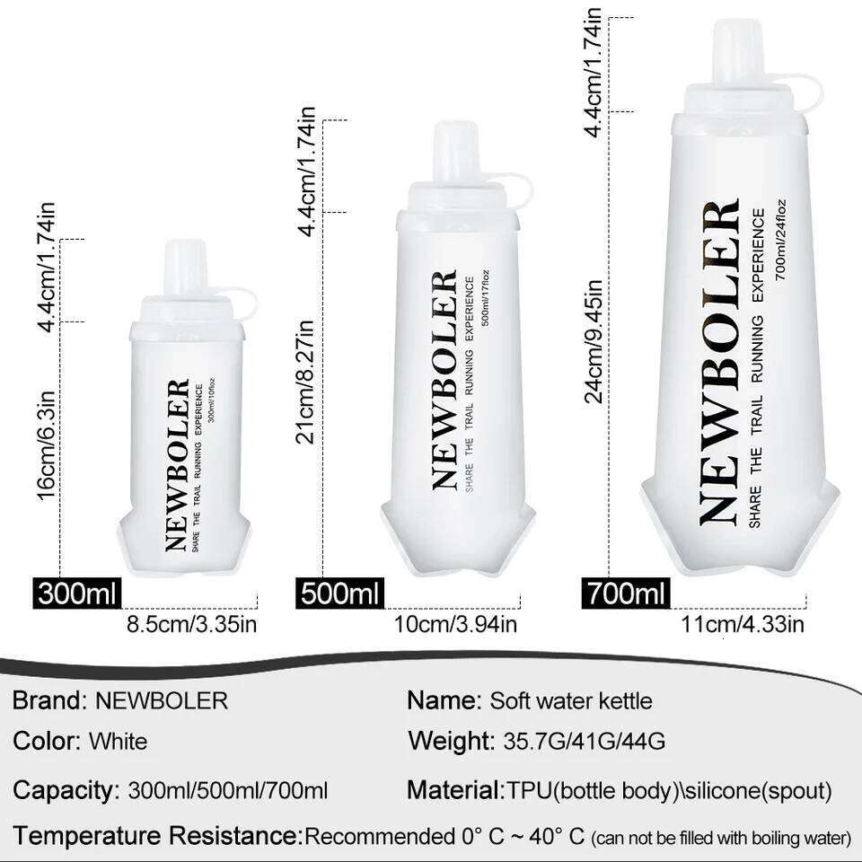 NEWBOLER 300ml/500ml/700ml Soft Flask Foldable Silicone Water Bottle TPU Kettle for Outdoor Camping Running Cycling Z260202