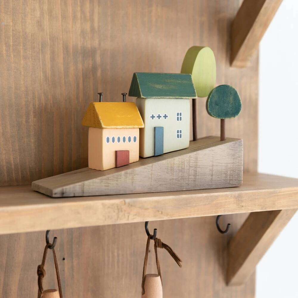 4Pcs Small Wooden House Ornament Miniature Building Table Desktop Home Decor Items Nordic Style Crafts Birthday Gifts for Women Y260202