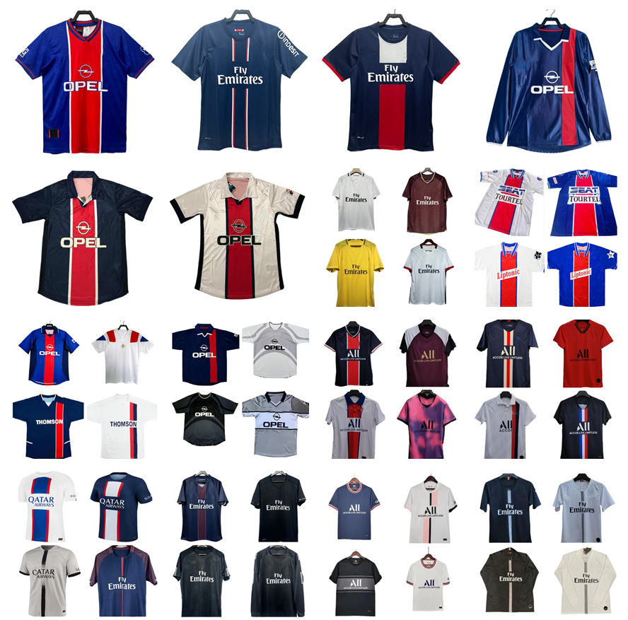 Paris retro PSGES soccer jerseyS 94 95 96 98 99 00 01 02 03 06 07 13 14 15 16 17 18 19 20 21 22 Okocha Rai Ibrahimovic NEYMAR JR MBAPPE RONALDINHO Cavani vintage football shirt