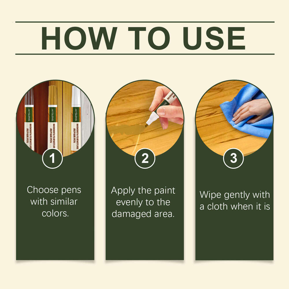 Wooden 3-Pack Wood Door Color Furniture Paint Floor Scratch Repair Pen S260202