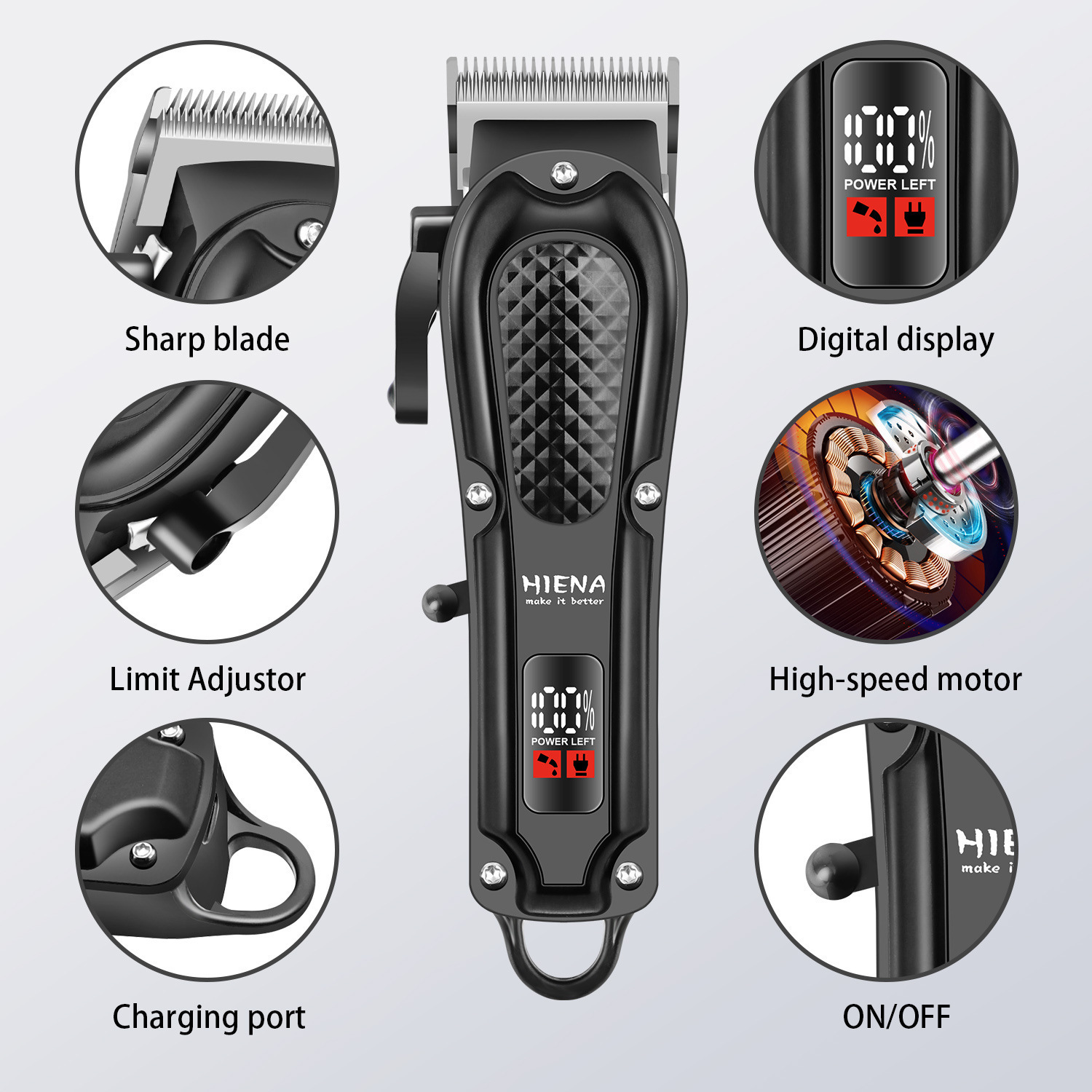 Luxury Professional Barber Hair Clipper Rechargeable Electric Finishing Cutting Machine Men Beard Trimmer Shaver Cordless Y260307