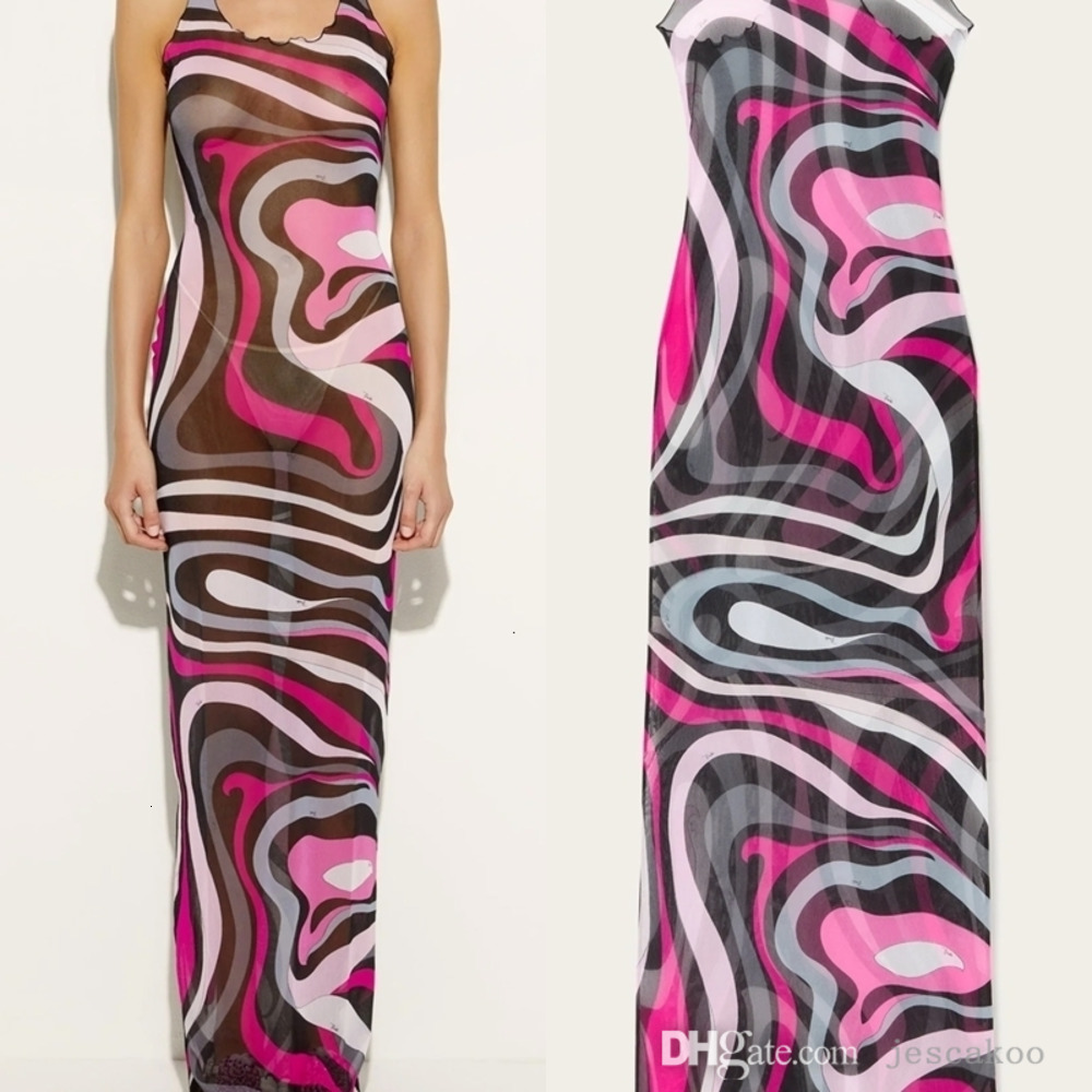 2026 New Mesh Sexy Dress Women Long Skirt Beach Vacation Fashion Printed Mid Dresses For Woman Elegant Quick Dry Swim Wear