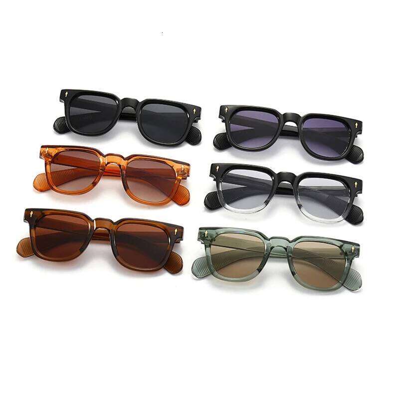 SHAUNA Retro Square Men Rivets Sunglasses Shades UV400 Fashion Women Green Sun Glasses H260202