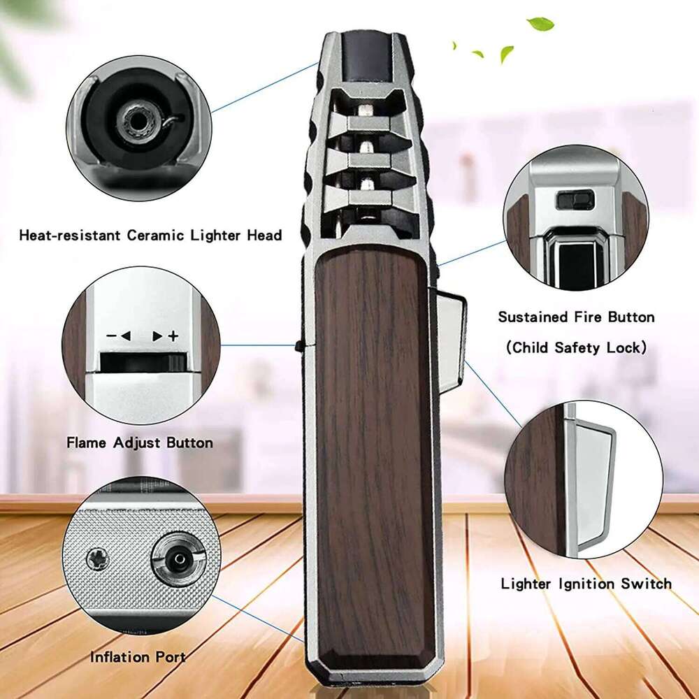 Kitchen BBQ Cigar Big Jet Flame Fire Torch Outdoor Camping Lighter Mans Tools Without Butane Gas W260202
