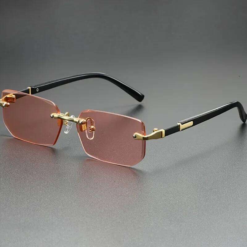 Fashionable Retro Square Unisex Frameless Sunglasses UV Protection Street Style Versatile Slimming Design for Men And Women H260202